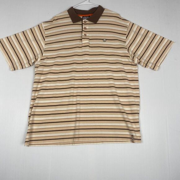 Vintage South Pole Polo Shirt Mens XLarge Brown Stripes Authentic Collection - Picture 9 of 12